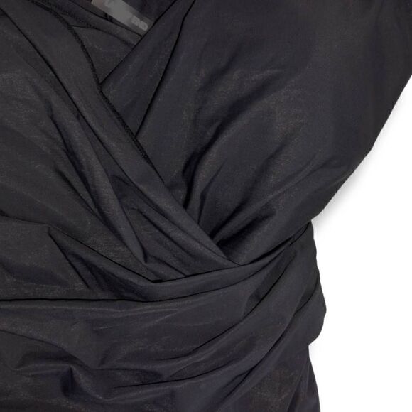 Lands End Womens‎ Swimsuit Sz 8 Black Tummy Control SleeveSuit One PC Ruched - Picture 9 of 14